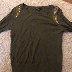 Banana republic dark green with gold sequin top